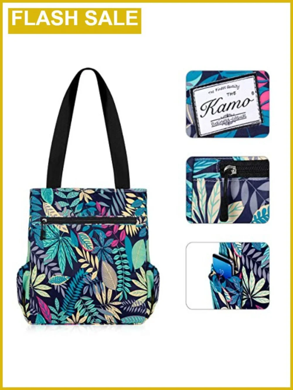 Waterproof Floral Tote Bag Lightweight Travel Shoulder Bag for Beach Gym Yoga